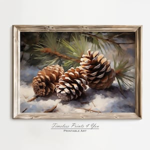Pine Cone wall art, Pine Cone Printable, Pine Cone Print, Pine Cone Digital, Pine Cone Painting, Xmas Wall Art, rustic xmas prints