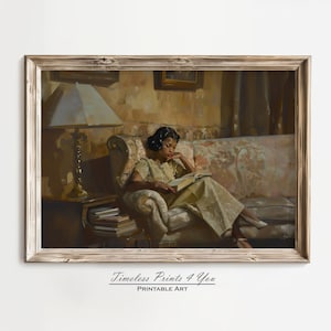 Black Woman Art Print, African American Print, Black Art Woman Reading, African American Vintage Posters And Prints, Black Female Wall Art