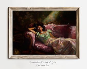 African American Victorian Wall Art, Downloadable Art Black Woman, African American Printable Wall Art, Vintage Black Girl Print