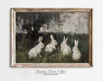 Vintage Bunny Painting | Rustic Easter Printable Wall Art (Digital Download)