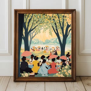 African American Wall Art Black People Posters, Juneteenth Art, Vintage Black Art, Afro Oil Painting, Melanin Wall Decor, Picnic Wall Art