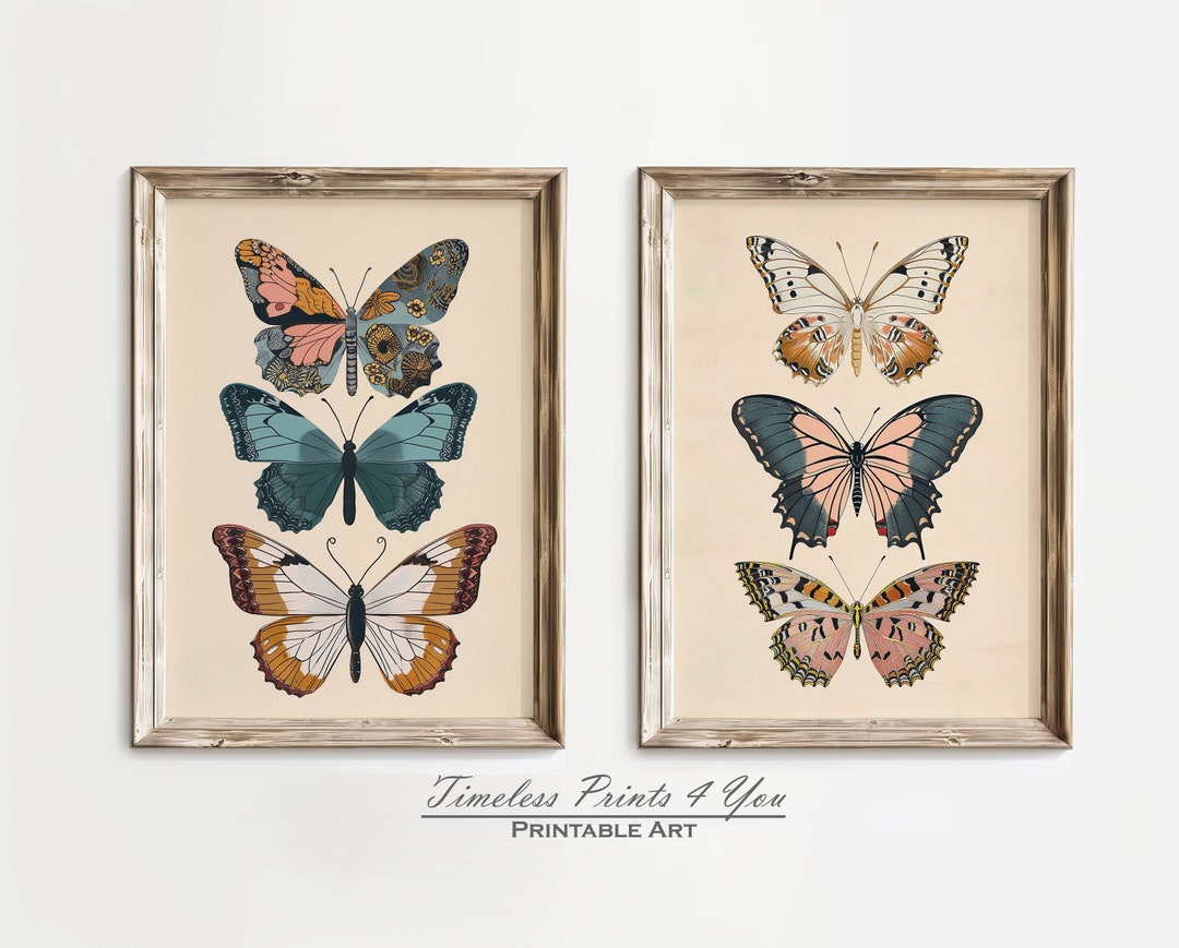 Butterfly Print Set of 2, Butterfly Print Wall Art, Butterfly Wall Art ...