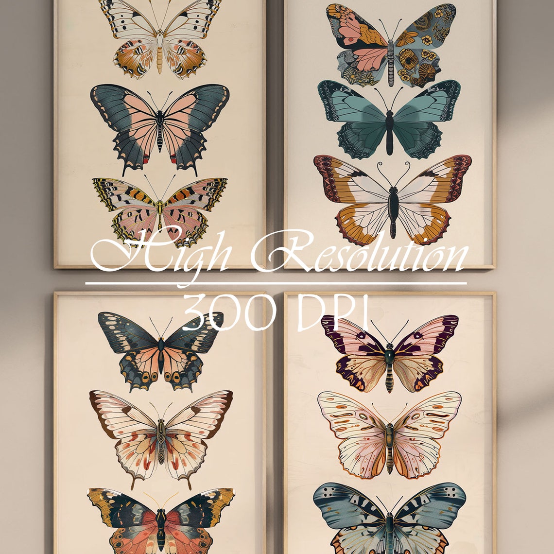 Butterfly Print Set of 4, Butterfly Picture Print, Kids Butterfly Print ...