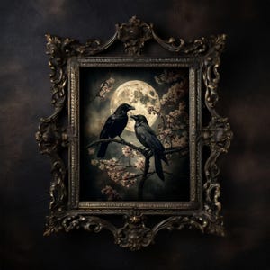 Rabe Wand Kunst Druck, Gothic Wanddekor, Dark Academia Druck, Dark Cottagecore Art, Dark Romance, Dark Goth Decor, Dunkles Ölgemälde