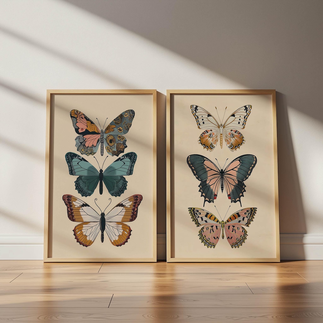 Butterfly Print Set of 2, Butterfly Print Wall Art, Butterfly Wall Art ...