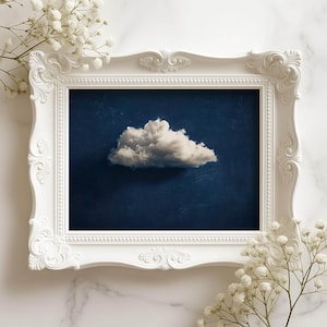 Printable Cloud Art, Downloadable Print Cloud, Cloud Vintage Art Print, Dark Cottagecore Decor, Night Sky Print, Surreal Wall Art