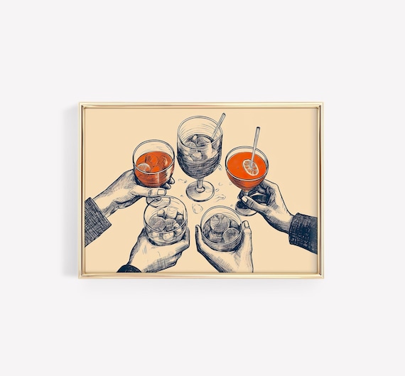 Cheers Wall Art, Cheers Print, Drink Cheers Print, Alcohol Cheers Print, Cocktail Print Wall Art, Vintage Cocktail Print, Bar Decor