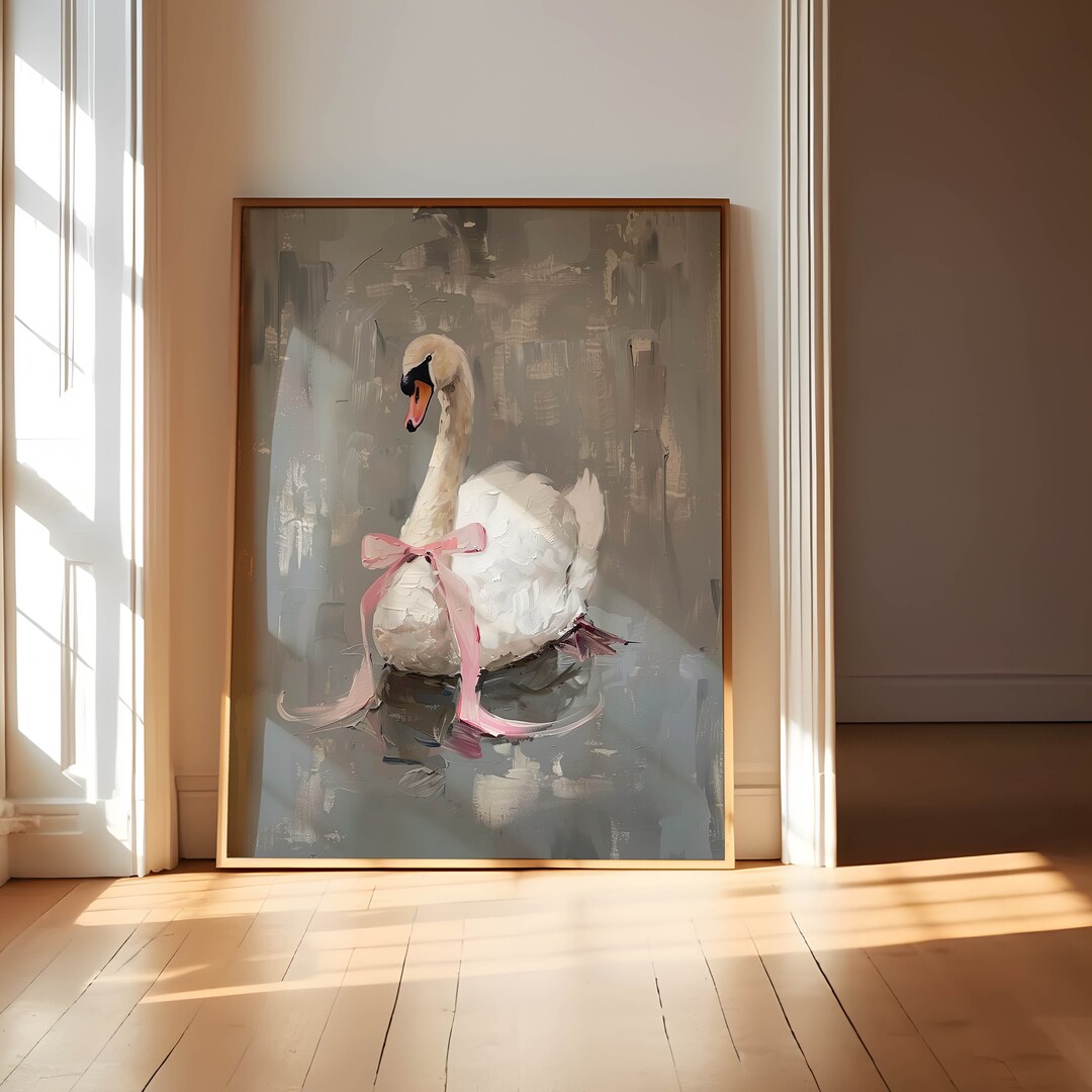 Swan Wall Art Print, Coquette Wall Art Print, Pink Coquette Room Decor ...