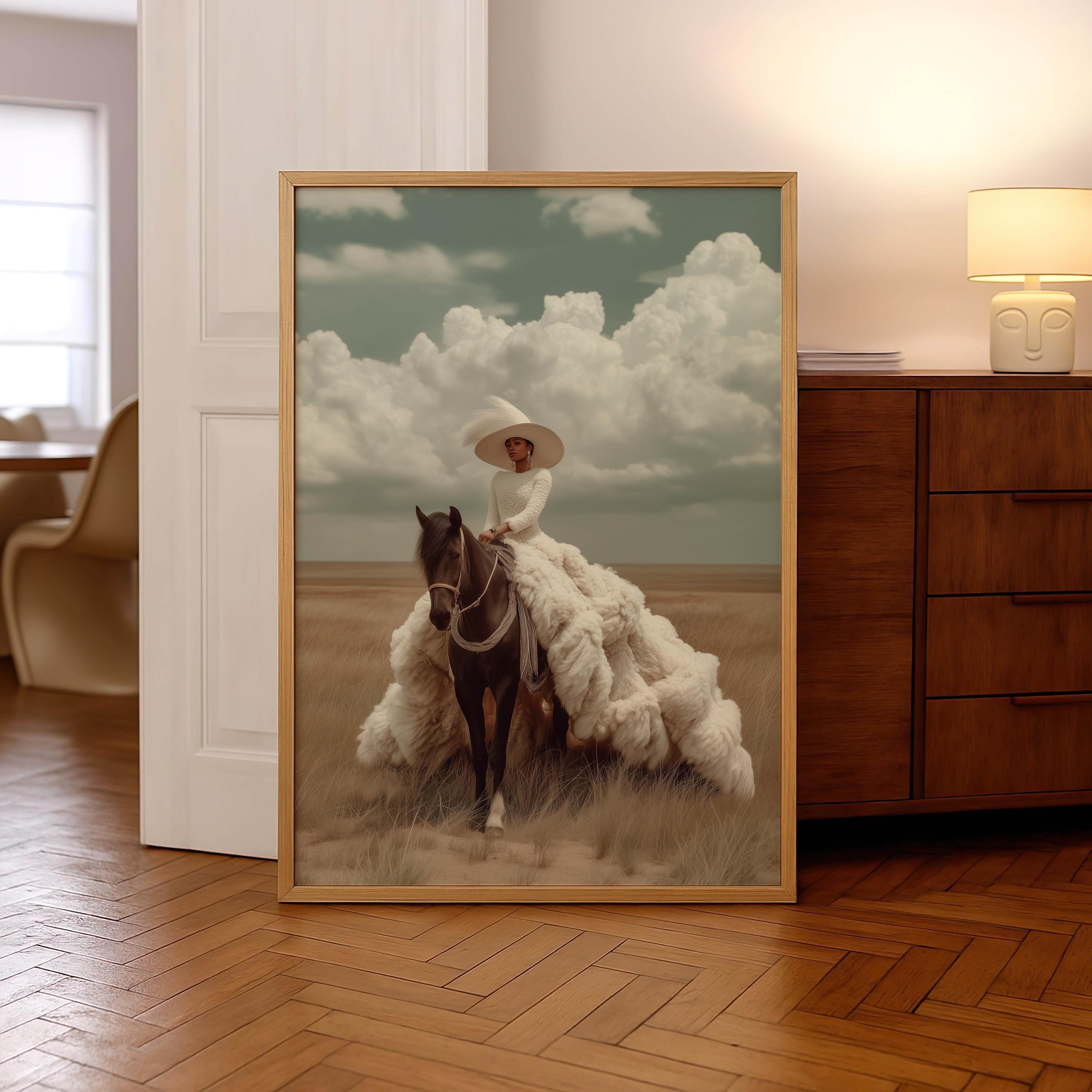 Black Woman on Horse Art Print, Black Women Wall Art, Africam American ...