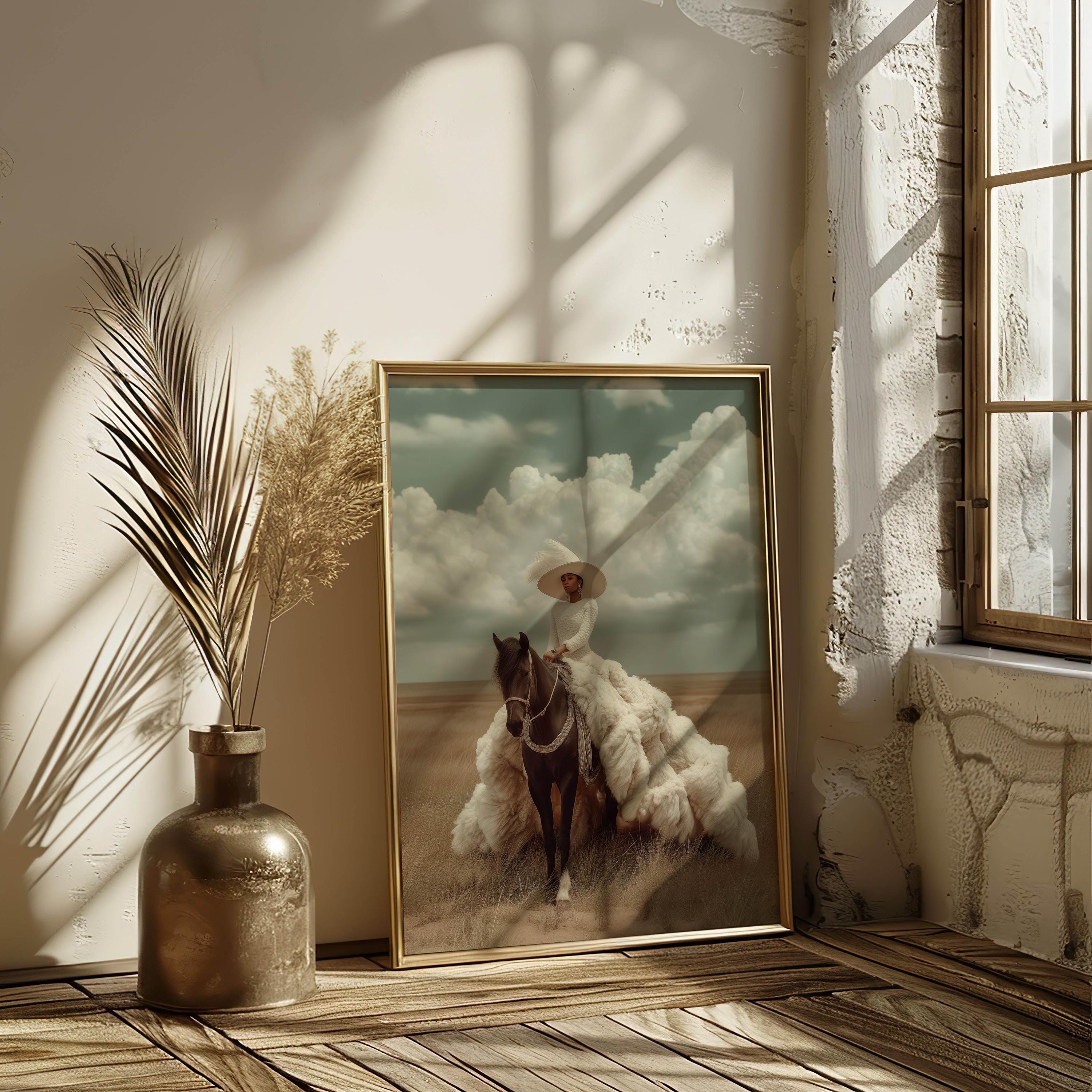 Black Woman on Horse Art Print, Black Women Wall Art, Africam American ...