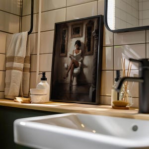 African American Poster, African American Wall Art For Bathroom, Black Woman Bathroom Art, Vintage Bathroom Art, Black Woman Reading image 6