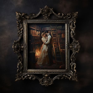 Arte de parede da biblioteca Dark Academia, Arte de parede de livros de estética Dark, Impressão de arte da biblioteca Dark, Downloads de arte de parede gótica, Arte de parede Dark Moody
