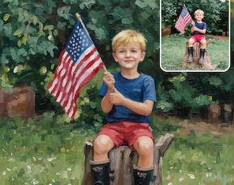 Pintura al óleo personalizada a partir de fotos, descarga digital, impresión descargable personalizada