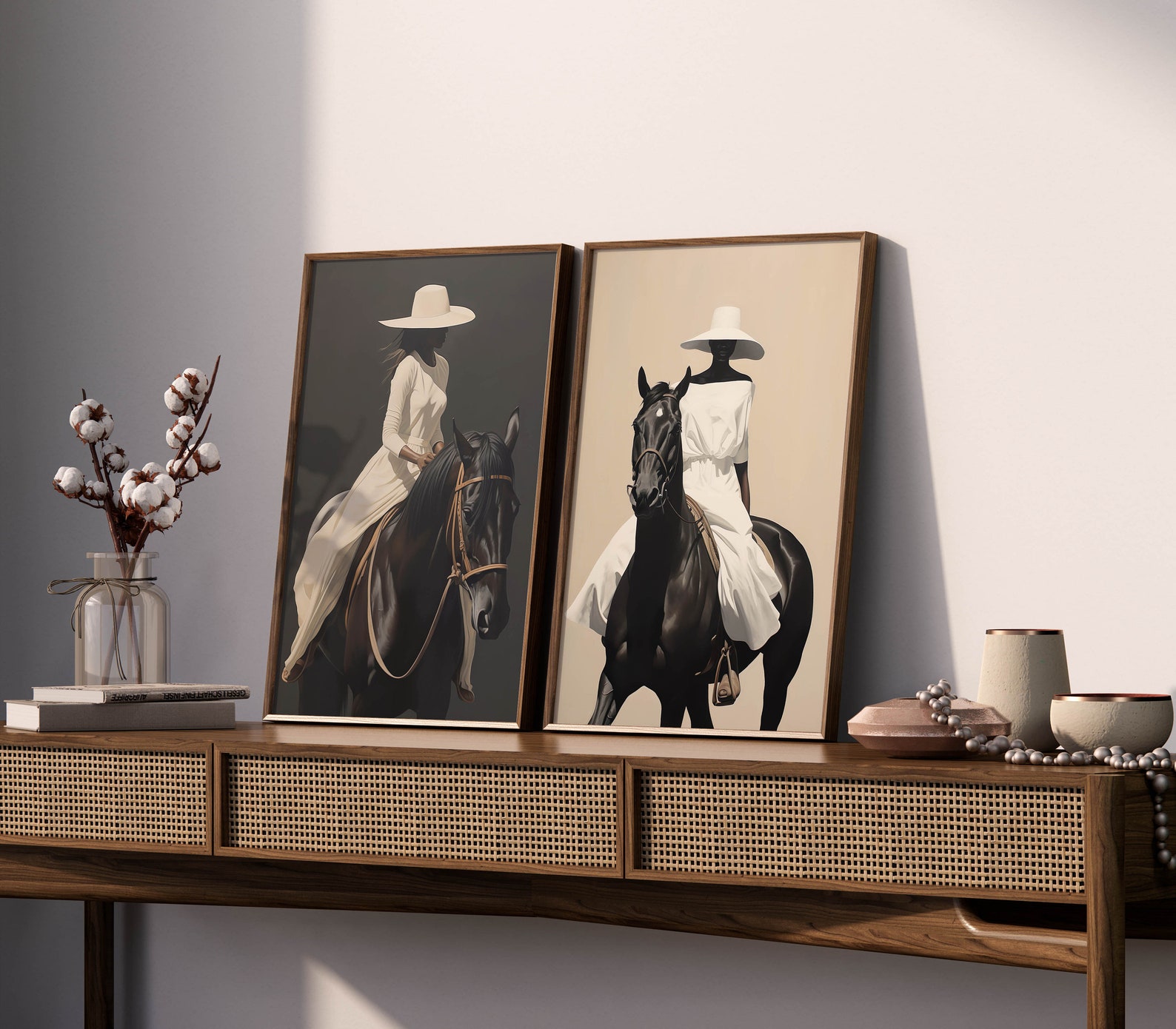Black Woman on Horse Print Set of 2, African American Art, Black Owned ...