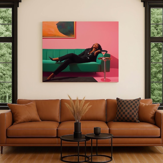 African American Cocktail Art Poster, Black Woman Wall Art, African American Art Prints, Cocktail Art Bar Cart Decor, Black Art Print