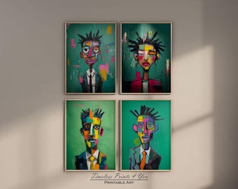 Abstract African American Black Art Prints Gallery Set of 4 Digital Download