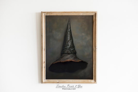 Witch hat art, Witch Printable Art, Witchy Printable Art, Witchy Prints Wall Art, Witchy Printable, Witchcore Print, rustic halloween art