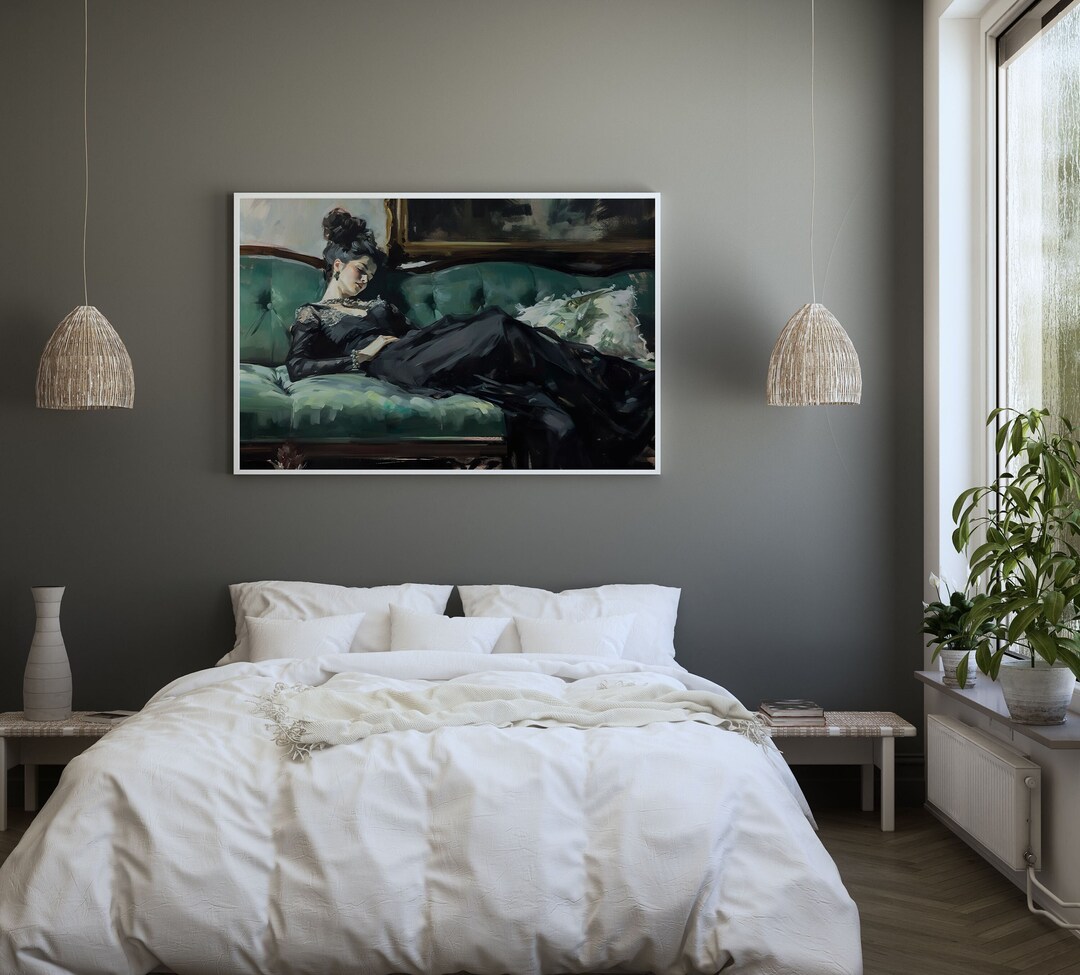 Decadent Young Woman, Woman Portrait, Vintage Wall Art, Painted Art ...