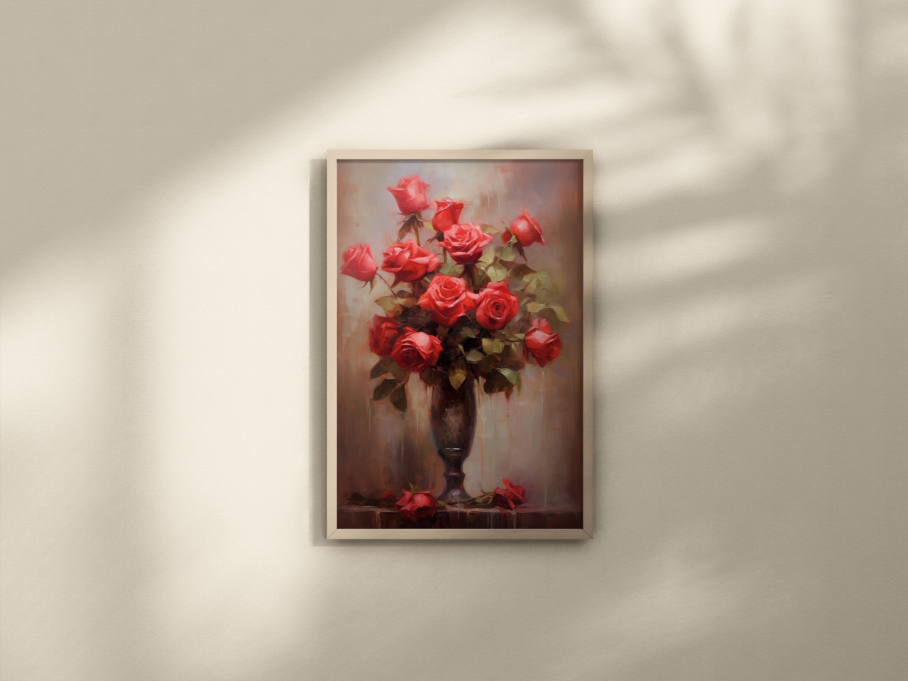 Red Roses Bouquet, Valentines Day Wall Art, Valentine Printable ...