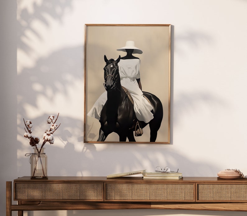 Black Woman on Horse Print Set of 2, African American Art, Black Owned ...