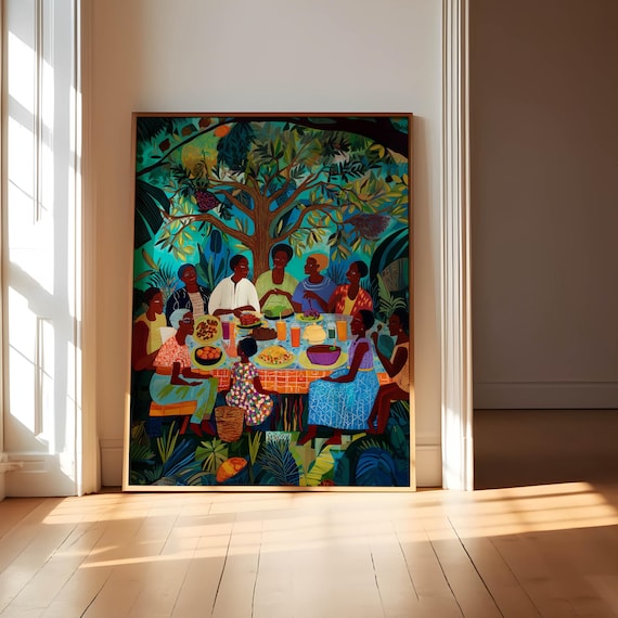 African American Black Family Colorful Printable Wall Art Digital Download