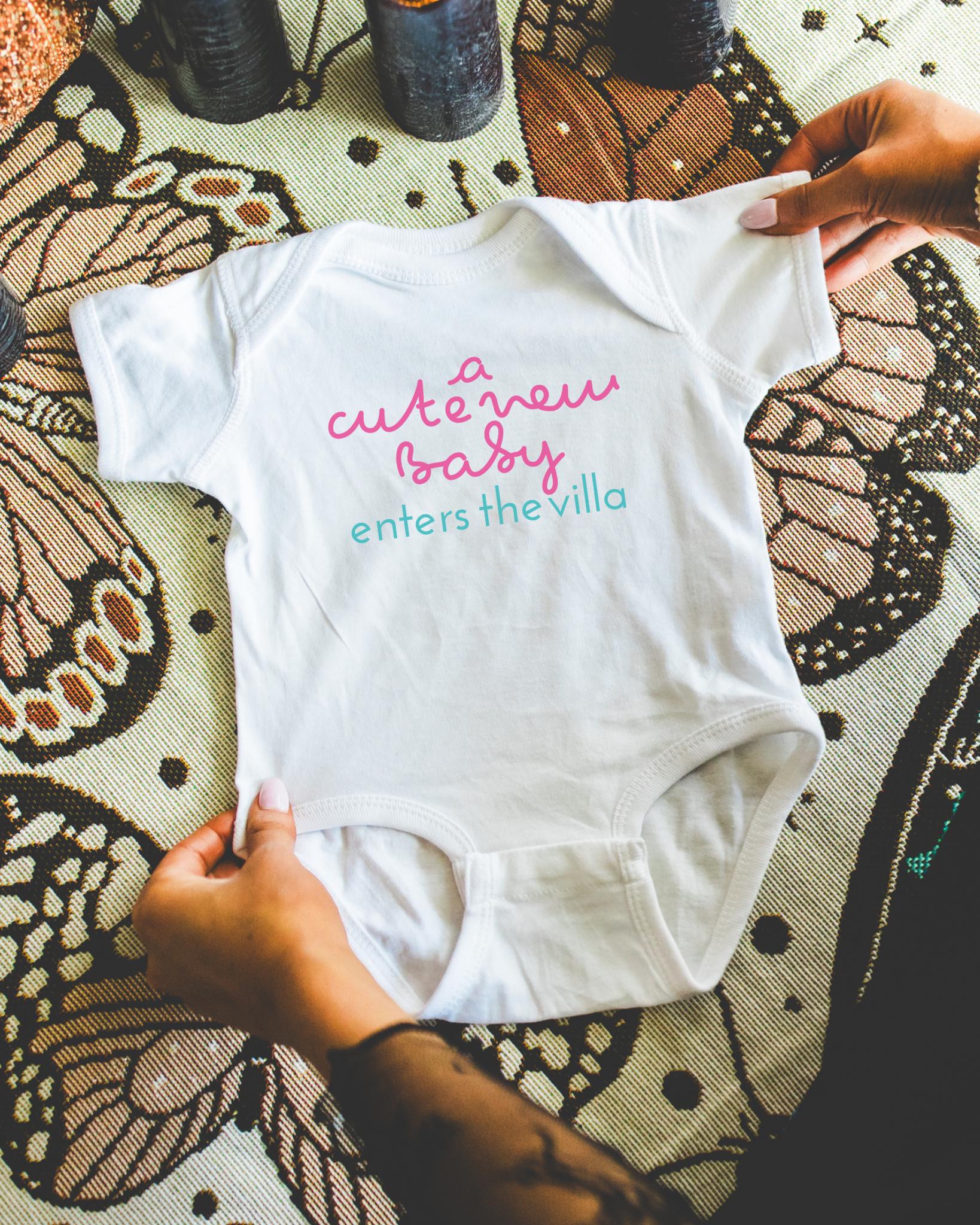 Cute New Baby in the Villa Baby Bodysuit - Welcome Baby Gift, Baby Shower, Newborn Outfit, Cute Baby Clothes, Unisex Baby Wear