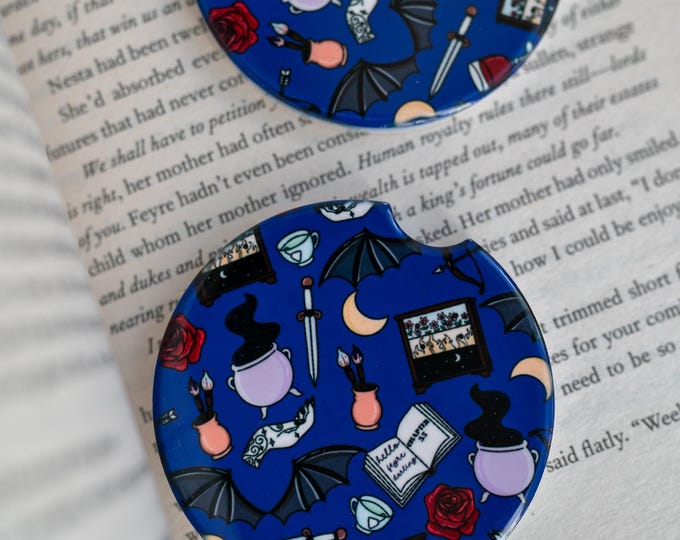 Ceramic Car Coasters - Romantasy with Faeries