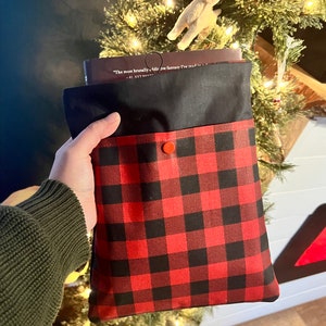 Buffalo Check Booksleeve | Book Sleeve | Holiday Book Sleeve | Book Pocket | Gift for Book Lover