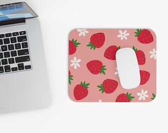 Aardbeimuismat, roze bloemenbureaudecor, cadeau voor haar