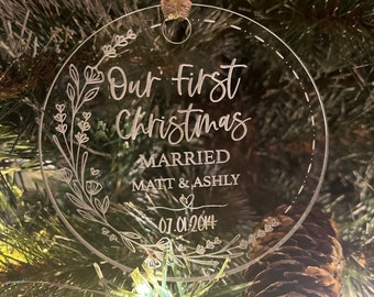 Our First Christmas Married Ornament | Acrylic Ornament | Wedding Christmas Ornament