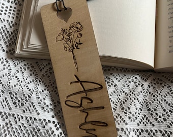 Personalized Bookmark with Birth Flower | Mother’s Day Gift | Birthday Gift | Wedding Favours