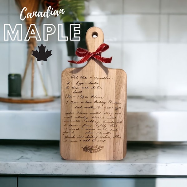 Canadian Maple Handwritten Recipe Cutting Display Board | Grandmothers writing | Gift for Mom | In Memory | Mother's Day Gift