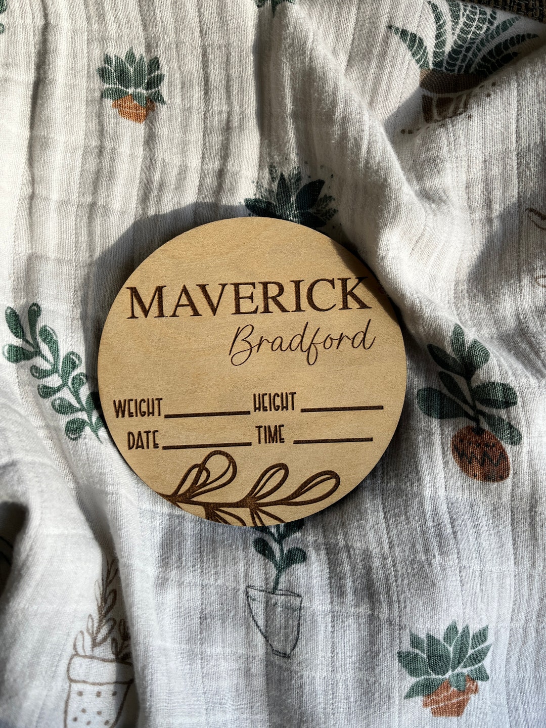 Baby Name Rounds Personalized Baby Name Rounds | Baby Stat Wood Round | Newborn Baby ...