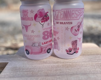 Wallen Glass Cup | Country Music Lovers | 16oz Glass Can Cup With lid and Straw | Libby Cup | Beer Can Glass | Birthday Gift | Bestie Gift