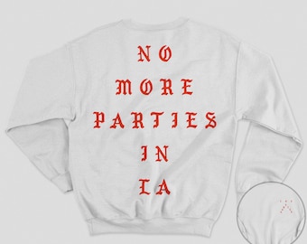 Sudadera unisex de mezcla pesada TLOP Los Ángeles "No More Parties in LA", Kanye West Yeezy Merch (BLANCA)