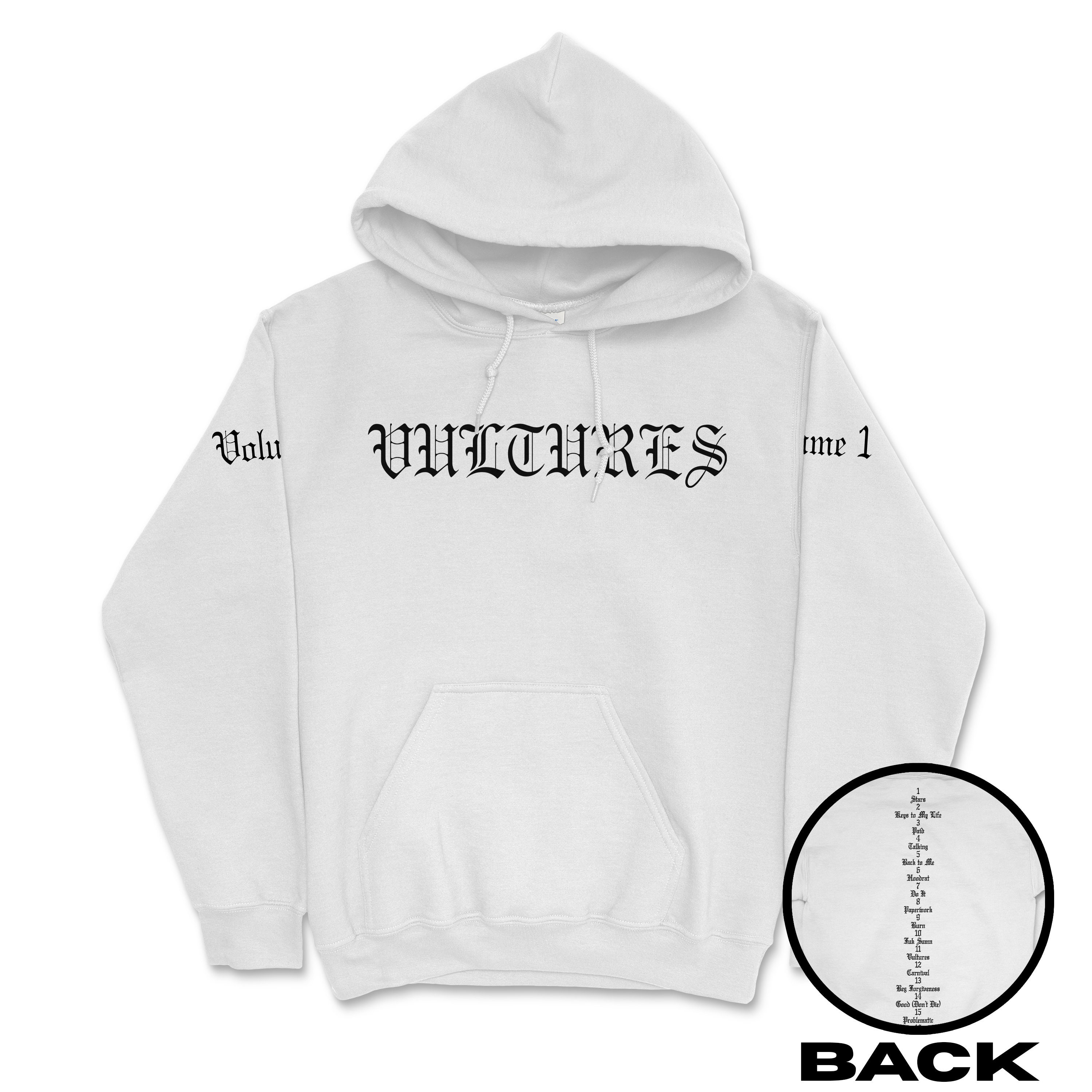 Sweat à Capuche YZY Vultures - Kanye West Style - Streetwear Hip Hop Y2K - Taille M Gris - Neuf Avec étiquettes