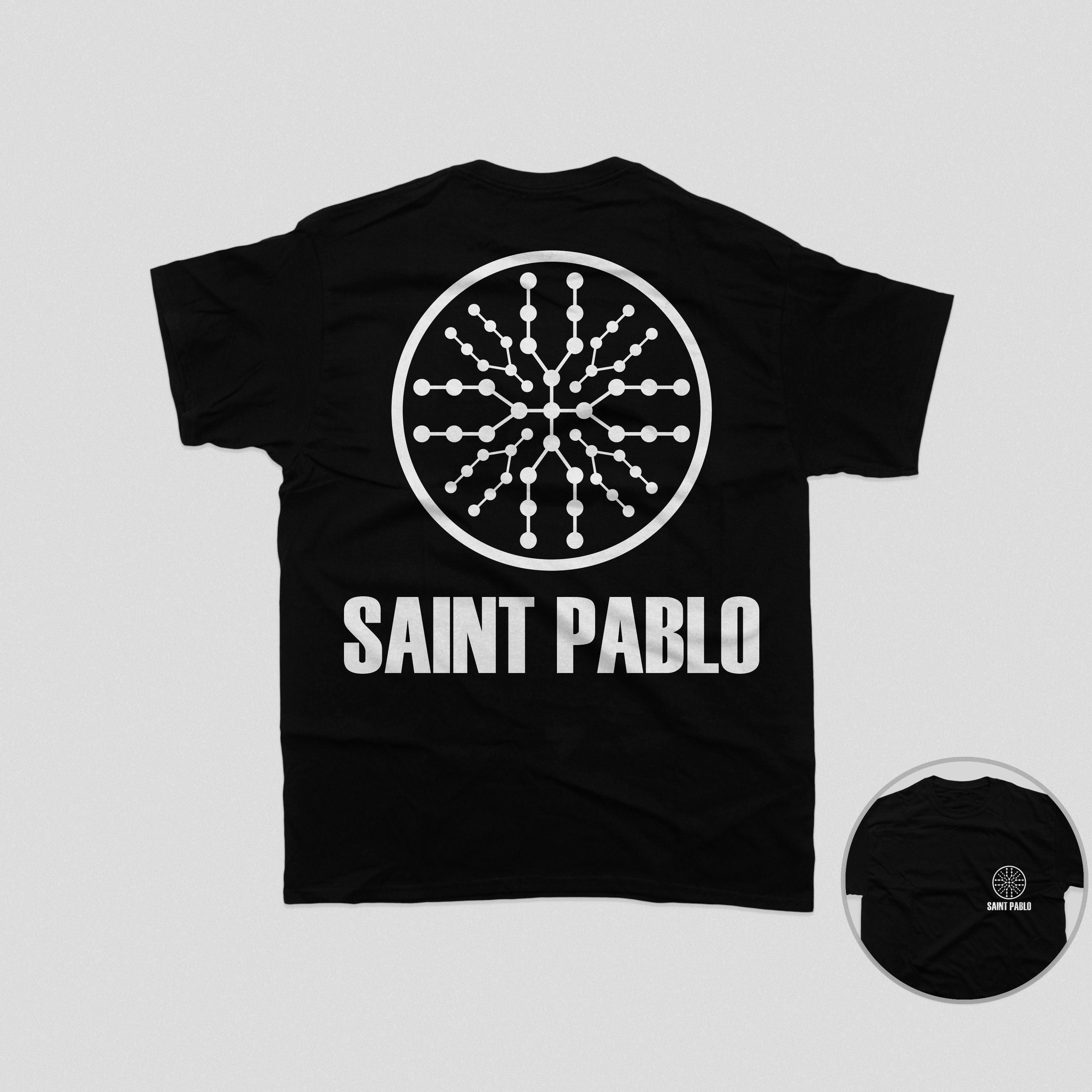 Saint Pablo Tour Unisex Heavy Cotton T-Shirt Tee Kanye West Yeezy Merch (BLACK-white)