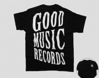 GOOD Music Records Camiseta de algodón unisex Camiseta Pusha-T Kanye West Yeezy Merch (NEGRO)