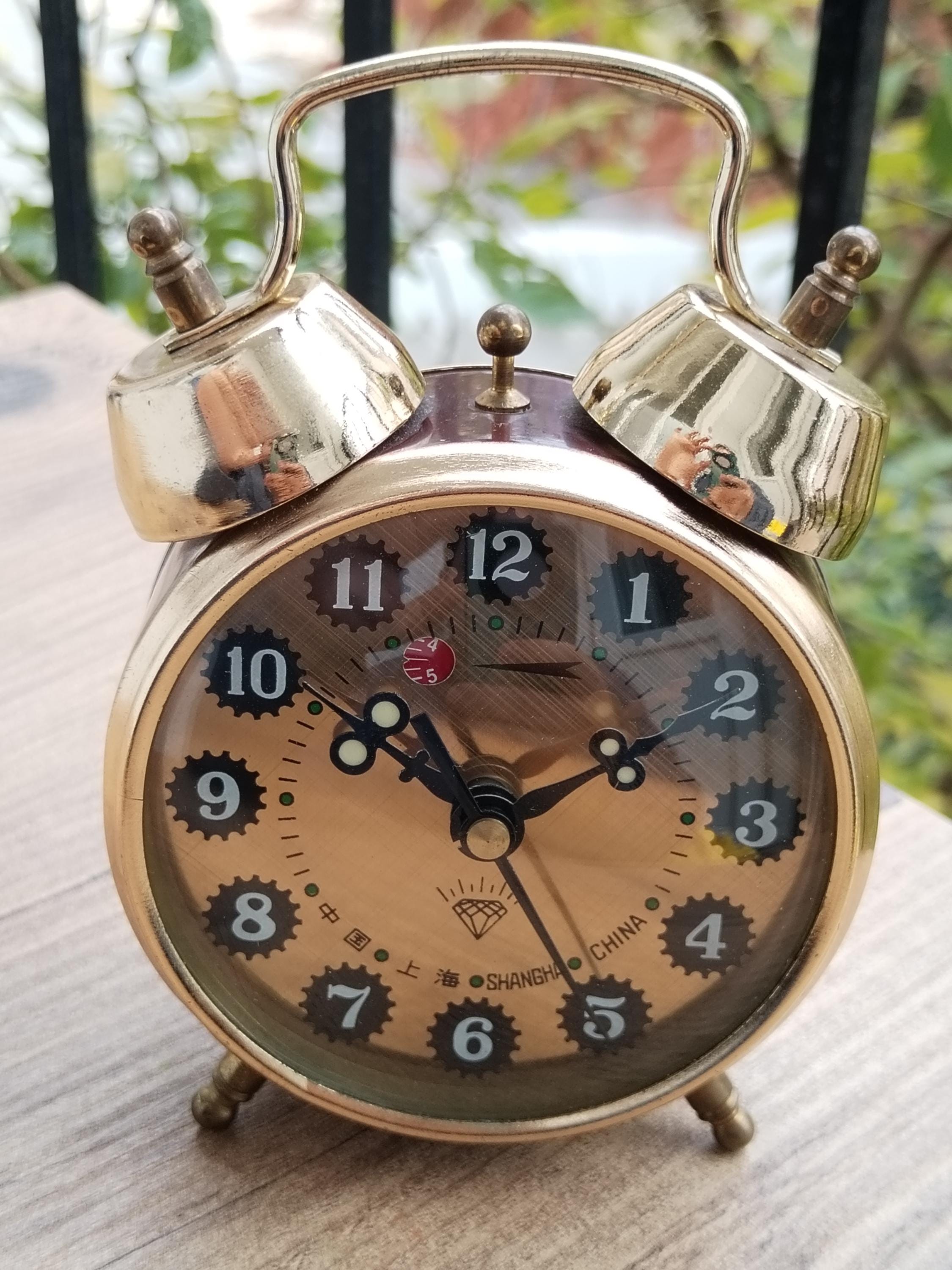 shanghai アンティーク　オリジナル　置き時計 Vintage Shanghai China Diamond Alarm Clock - Beautiful White/gold