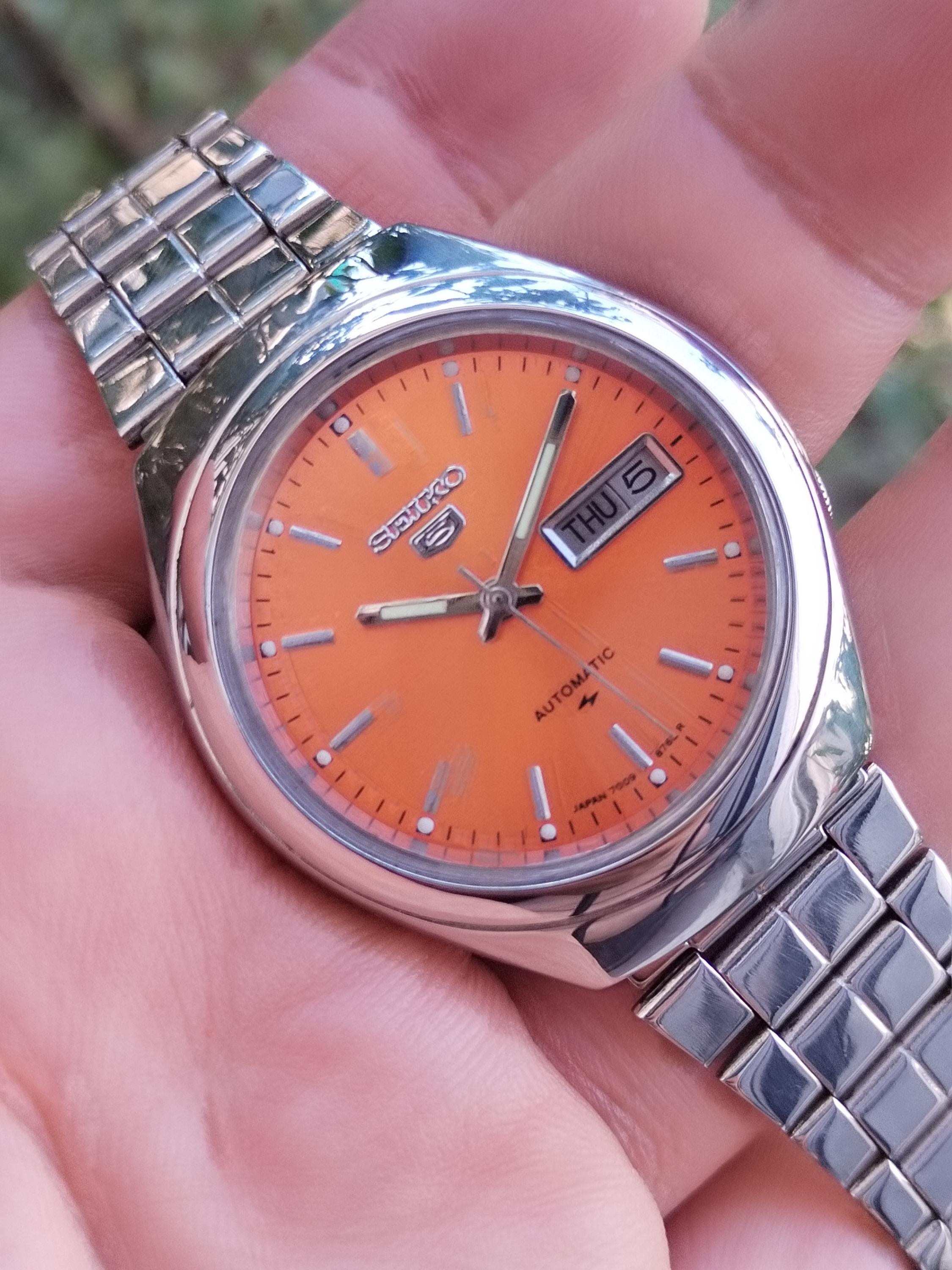 Vintage Refurbished Seiko 5 Automatic Watch - 1980s Orange Dial - Etsy