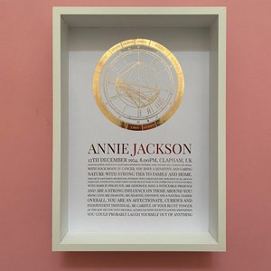 Custom Personalized Foil Astrology Birth Natal Chart Framed Print Available in Gold, Rose Gold, Silver & Rainbow Foil