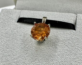 ORANGE TOURMALINE PENDANT - 1.88 carats and 8mm in diameter;  Set in 14k white gold; Mother's Day gift; Wedding or anniversary; Jewelry