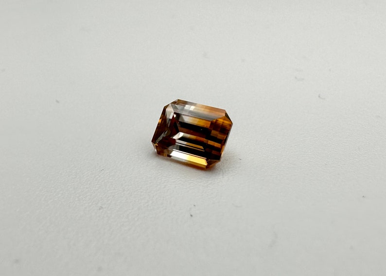 NATURAL BICOLOUR ZIRCON Custom Emerald Cut Gemstone image 2