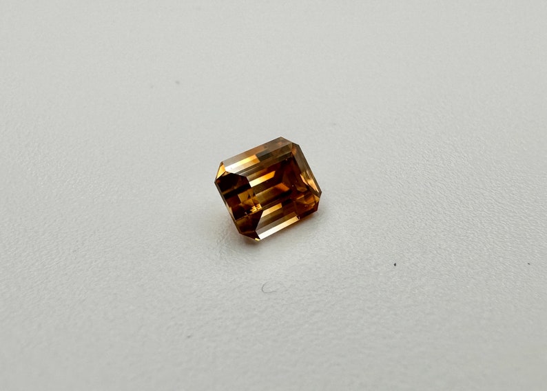 NATURAL BICOLOUR ZIRCON Custom Emerald Cut Gemstone image 3