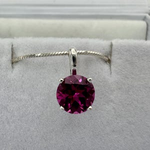 NATURAL RHODOLITE PENDANT 6mm Round Hand Set in Sterling Silver Vintage Scroll Setting; Necklace; Birthday Present; Mother&#39;s Day Gift