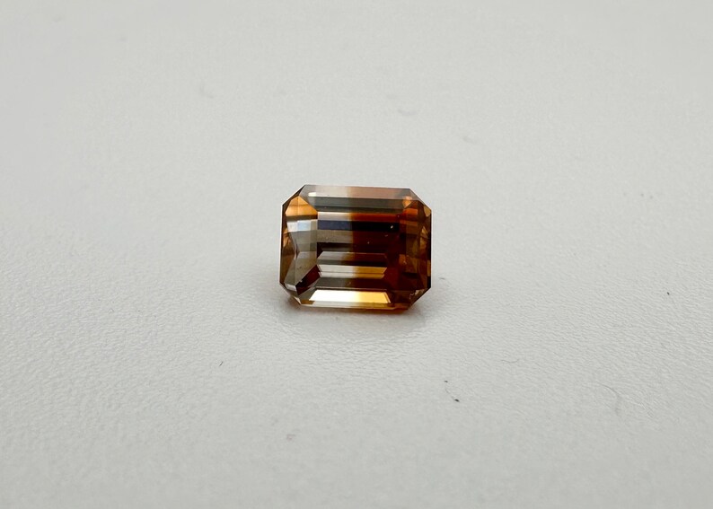 NATURAL BICOLOUR ZIRCON Custom Emerald Cut Gemstone image 1