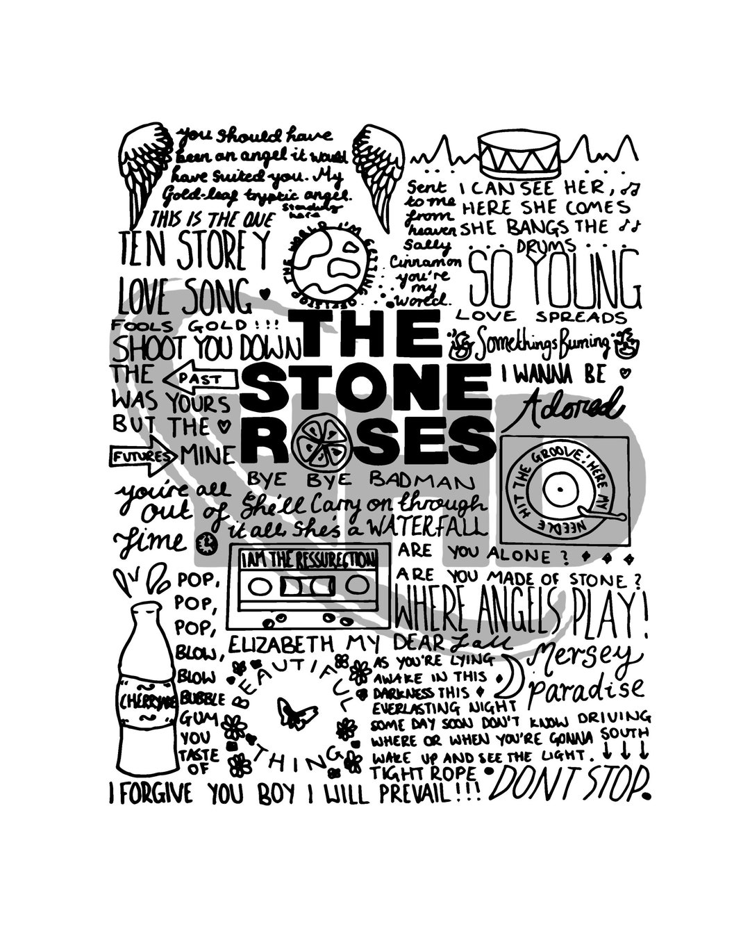 The Stone Roses Colouring In The Stone Roses the Stone Roses Png the Stone Roses Jpg - Etsy