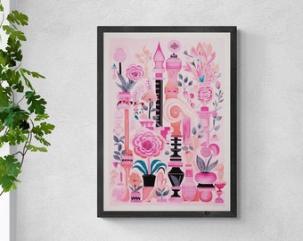 Preppy Eclectic Wall Art, Printable Wall Art, Maximalist Wall Art, Digital Instant Download, Floral Boho Shapes Print, Girly Wall Art Gift