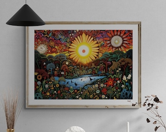Abstract Maximalist Painting Printable Wall Art Digital Download, Vibrant Home Decor, Colorful Psychedelic Art, Trippy Poster, Bedroom Decor