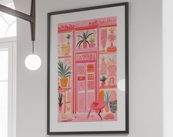Preppy Eclectic Print, Maximalist Boho Printable Wall Art, Downloadable Wall Art, Instant Download, Pink Preppy Wall Art, Maximalist Decor